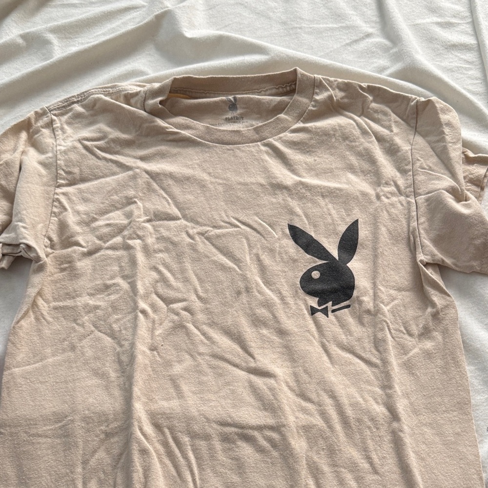 PLAYBOY Tan Tee with Iconic Black Bunny